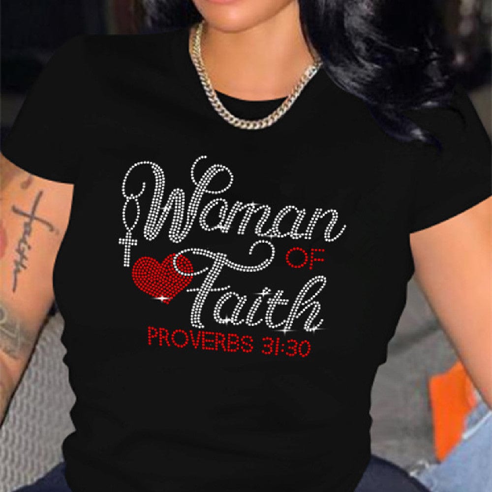 "Woman Of Faith" T-shirt with Rhinestones by Divina