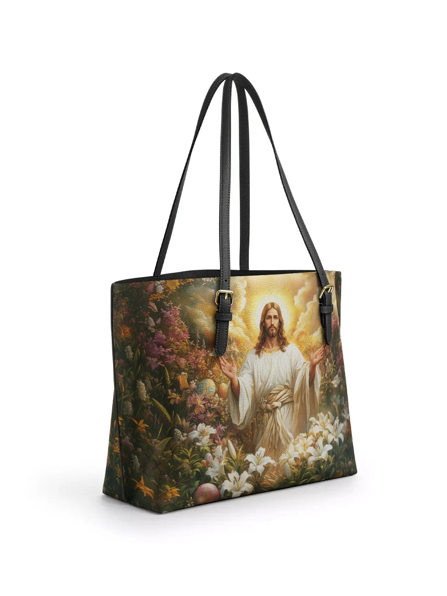 Divina Resurrection Bloom Leather Tote Bag