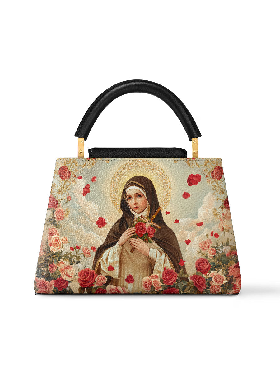 Divina Little Flower Elegance Leather Satchel Bag