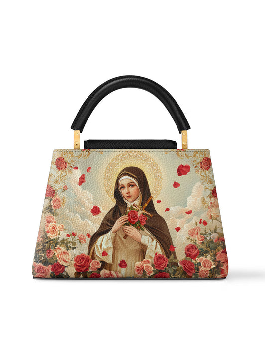 Divina Little Flower Elegance Leather Satchel Bag