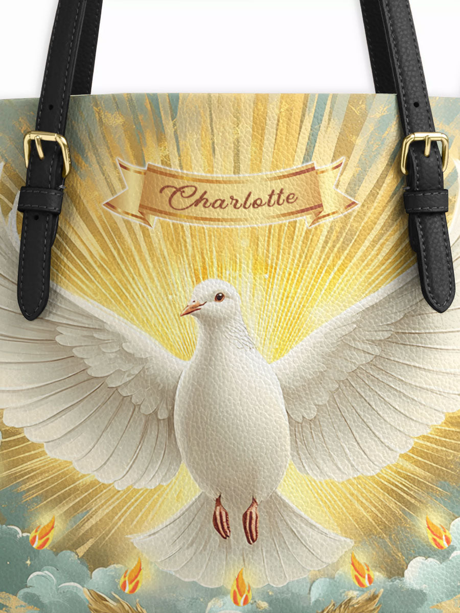 Divina  Grace of the Holy Spirit Personalized Leather Tote Bag
