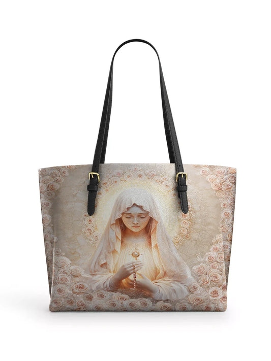 Divina Eucharistic Grace Leather Tote Bag