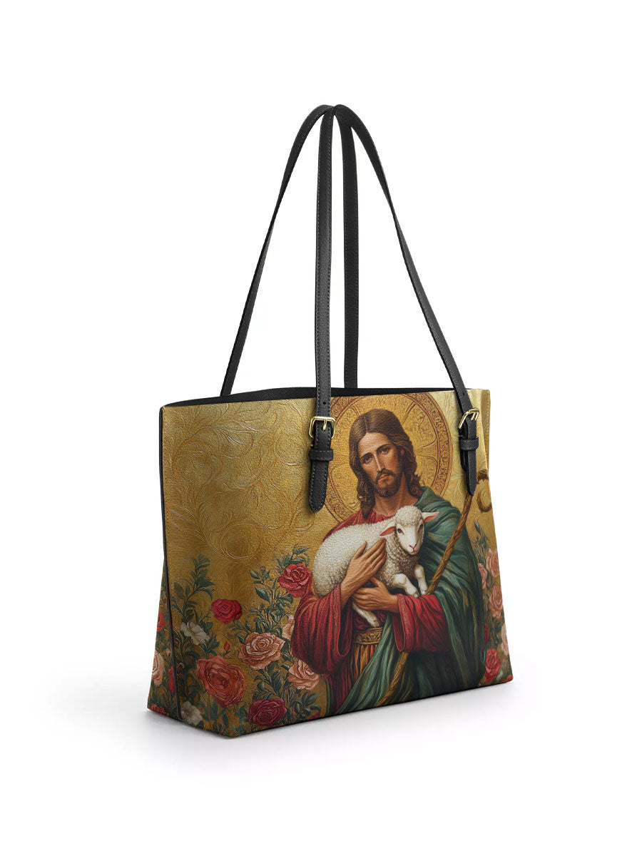 Divina Lamb of Grace Leather Tote Bag