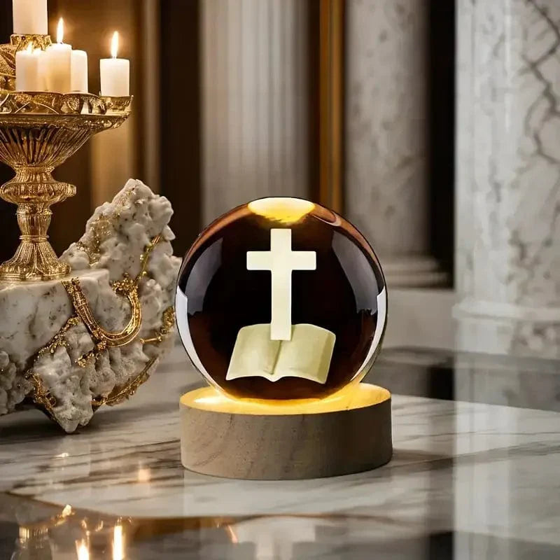 Handmade Cross Crystal Lamp (Lighting Base Included)