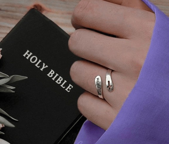"FAITH" Adjustable Christian Ring in 925 Sterling Silver