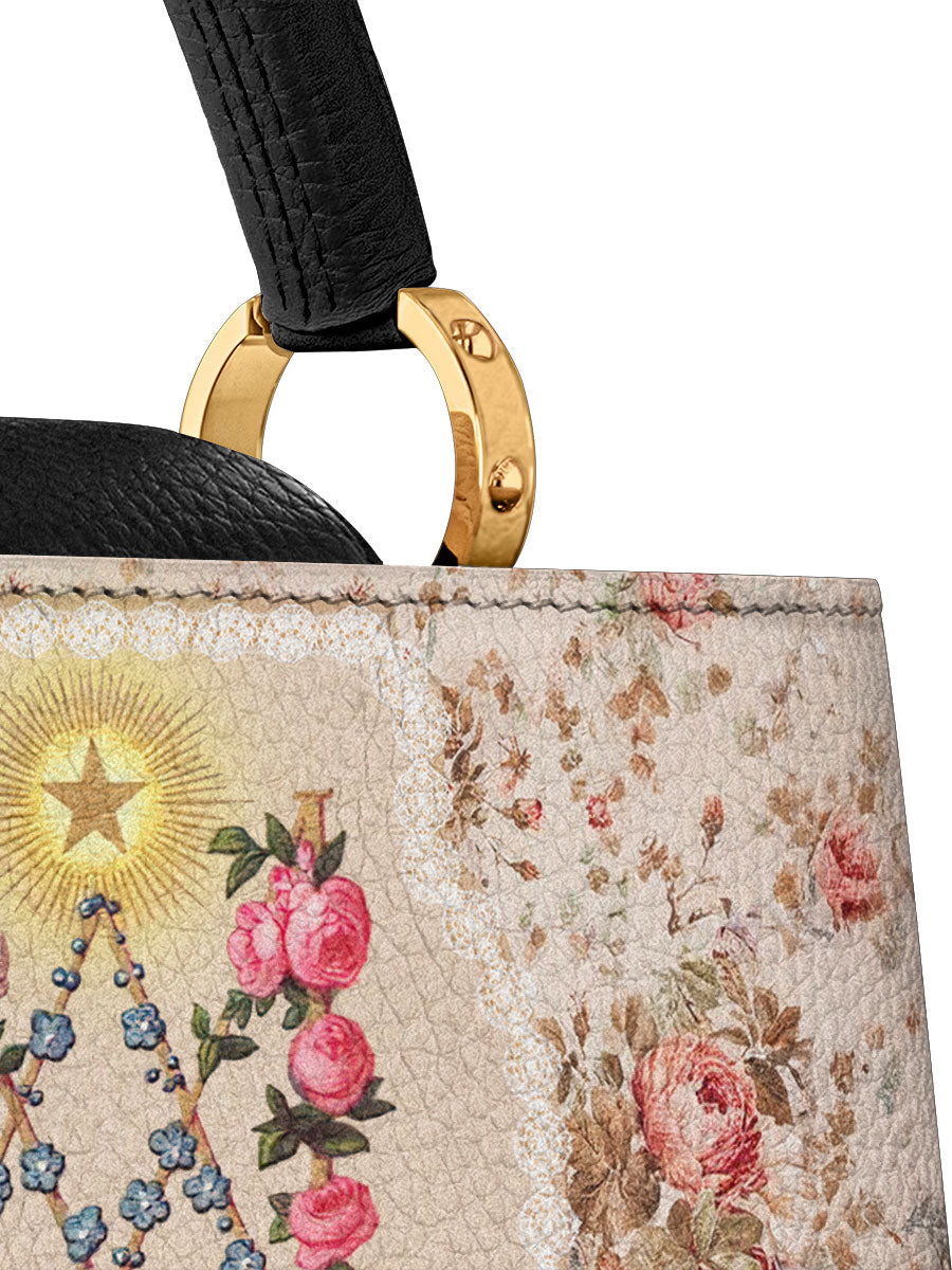 Divina Roses of the Rosary Leather Satchel Bag