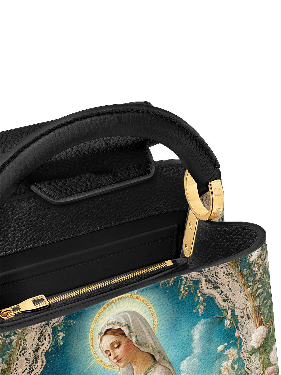 Divina Lady Of Lourdes Leather Satchel Bag