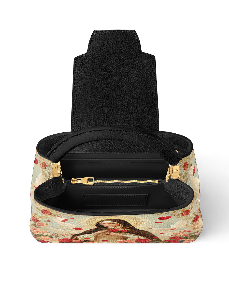 Divina Little Flower Elegance Leather Satchel Bag