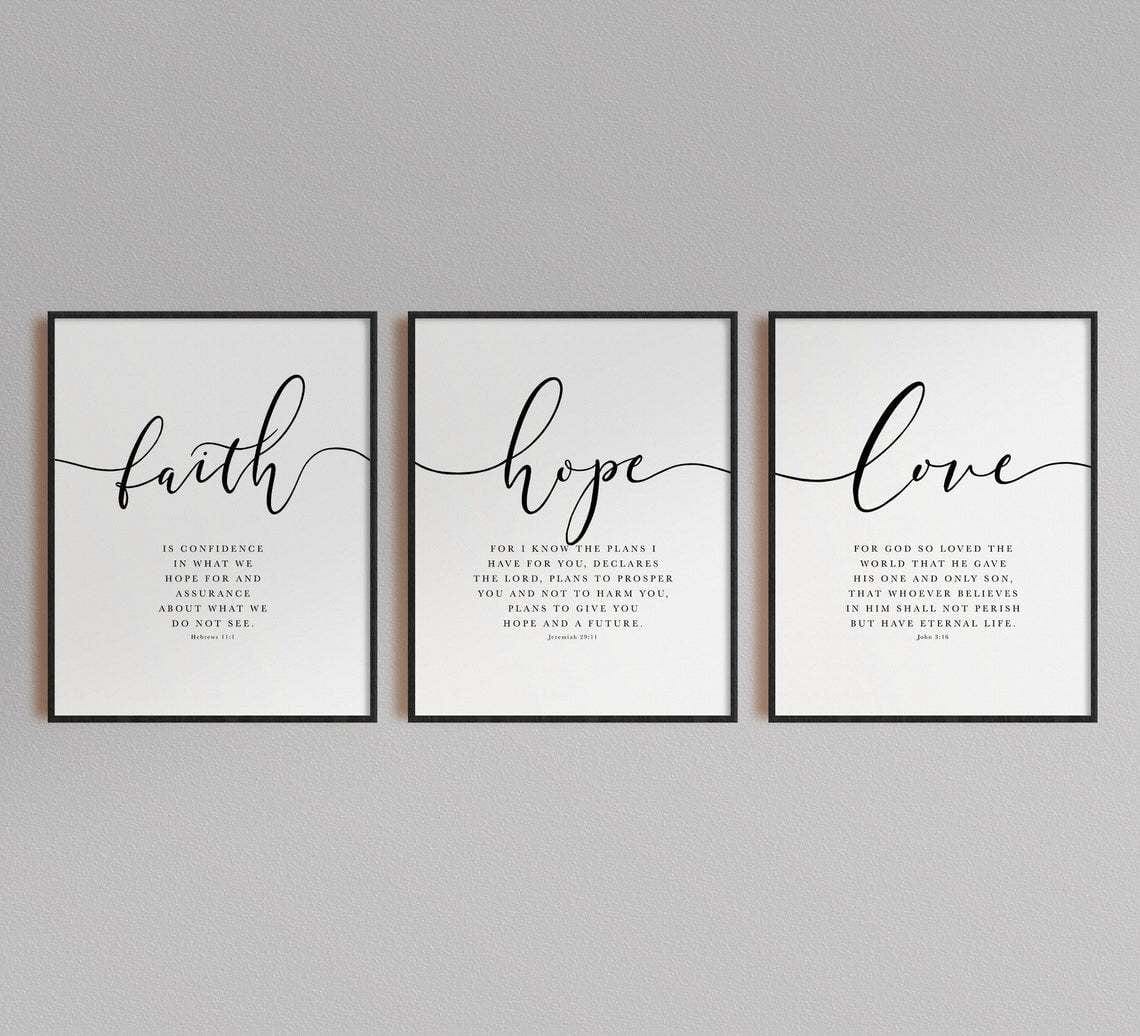 Handmade (Faith Hope Love) Bible Verse Canvas by Divina