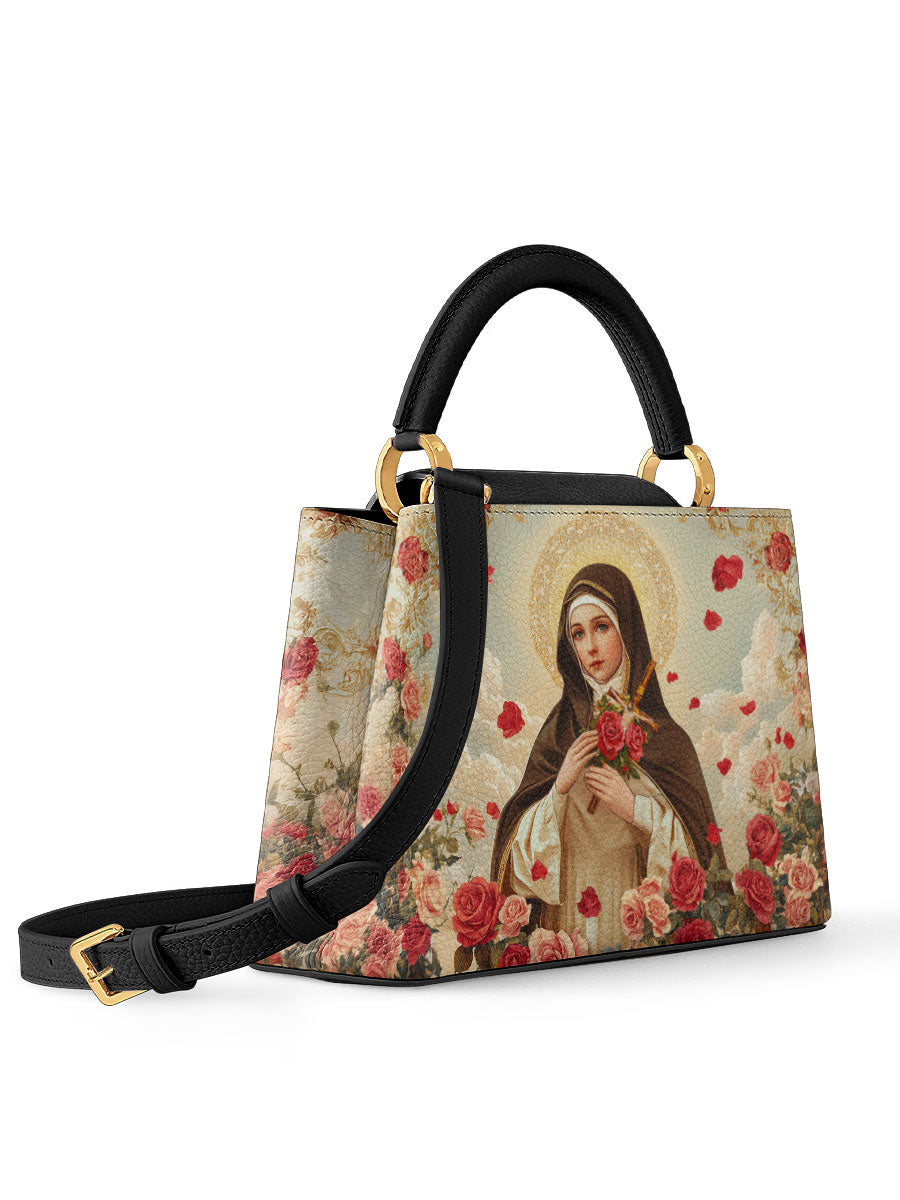 Divina Little Flower Elegance Leather Satchel Bag