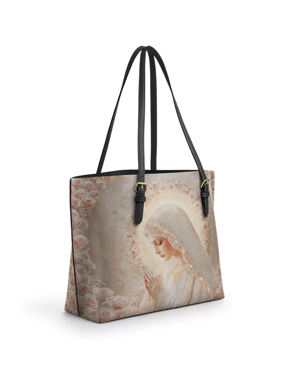 Divina Rose Halo Devotion Leather Tote Bag