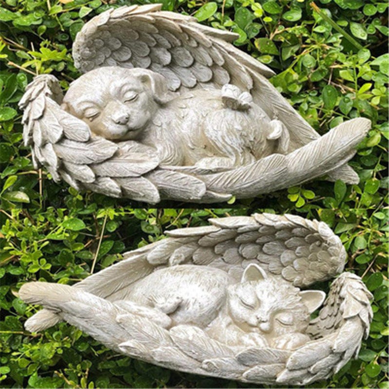 Angel Dog & Cat Resin Garden Decoration by Divina