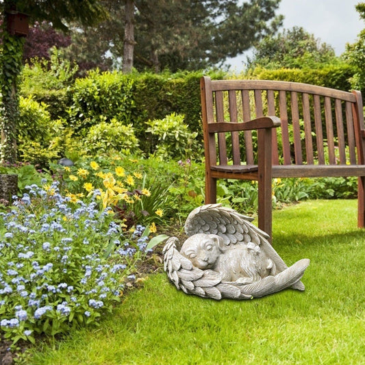 Angel Dog & Cat Resin Garden Decoration by Divina