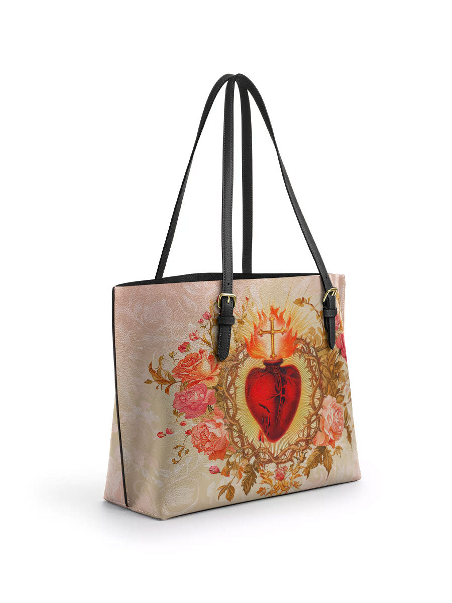 Divina Sacred Heart of Grace Leather Tote Bag