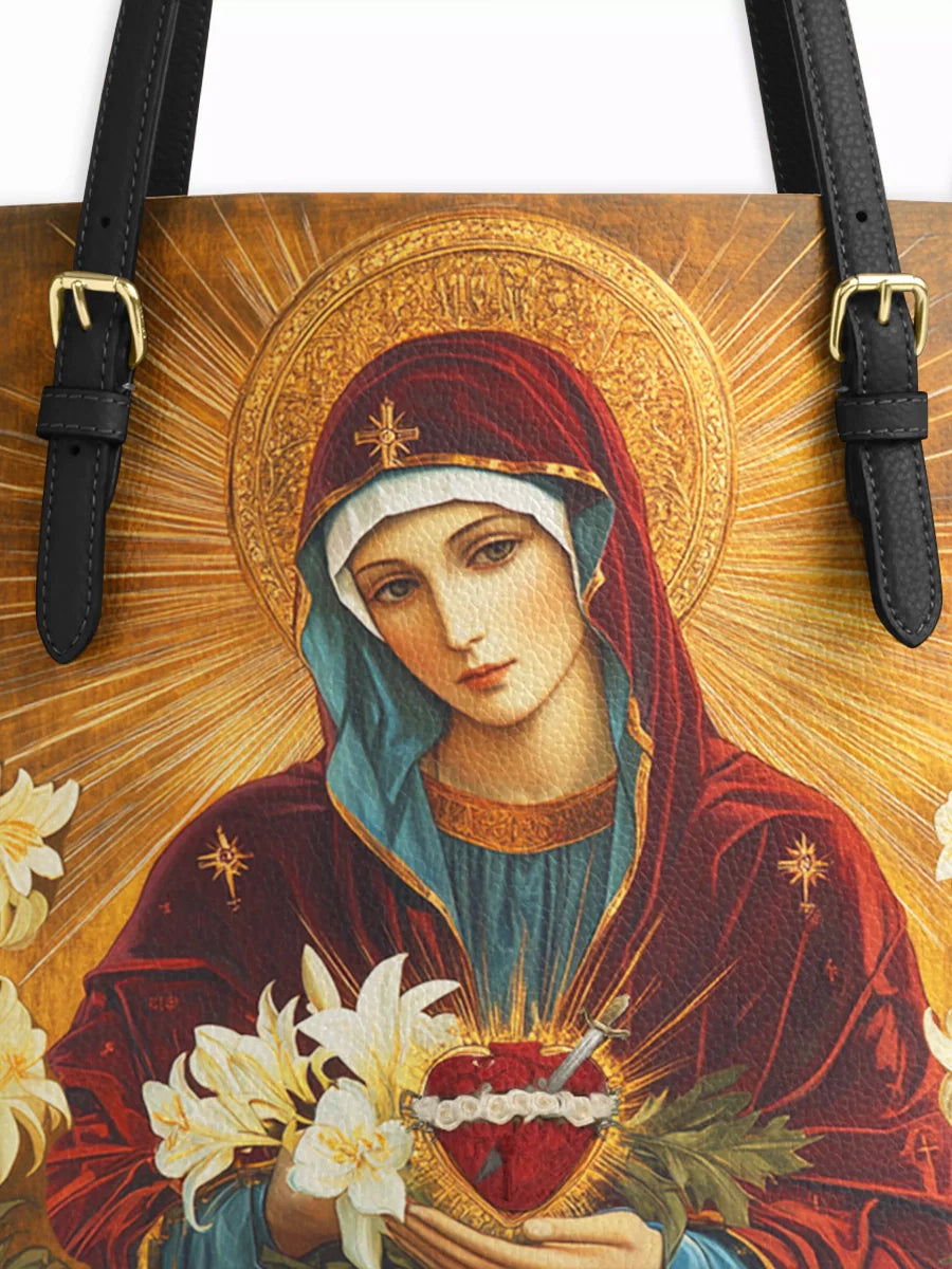 Divina The Lily Of Purity Leather Tote Bag