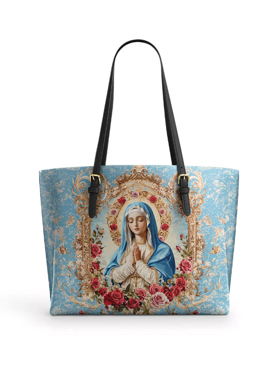 Divina Our Lady of Grace Leather Tote Bag