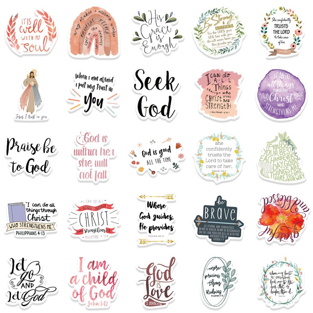 50 Jesus Phrases Bible Quotations Stickers