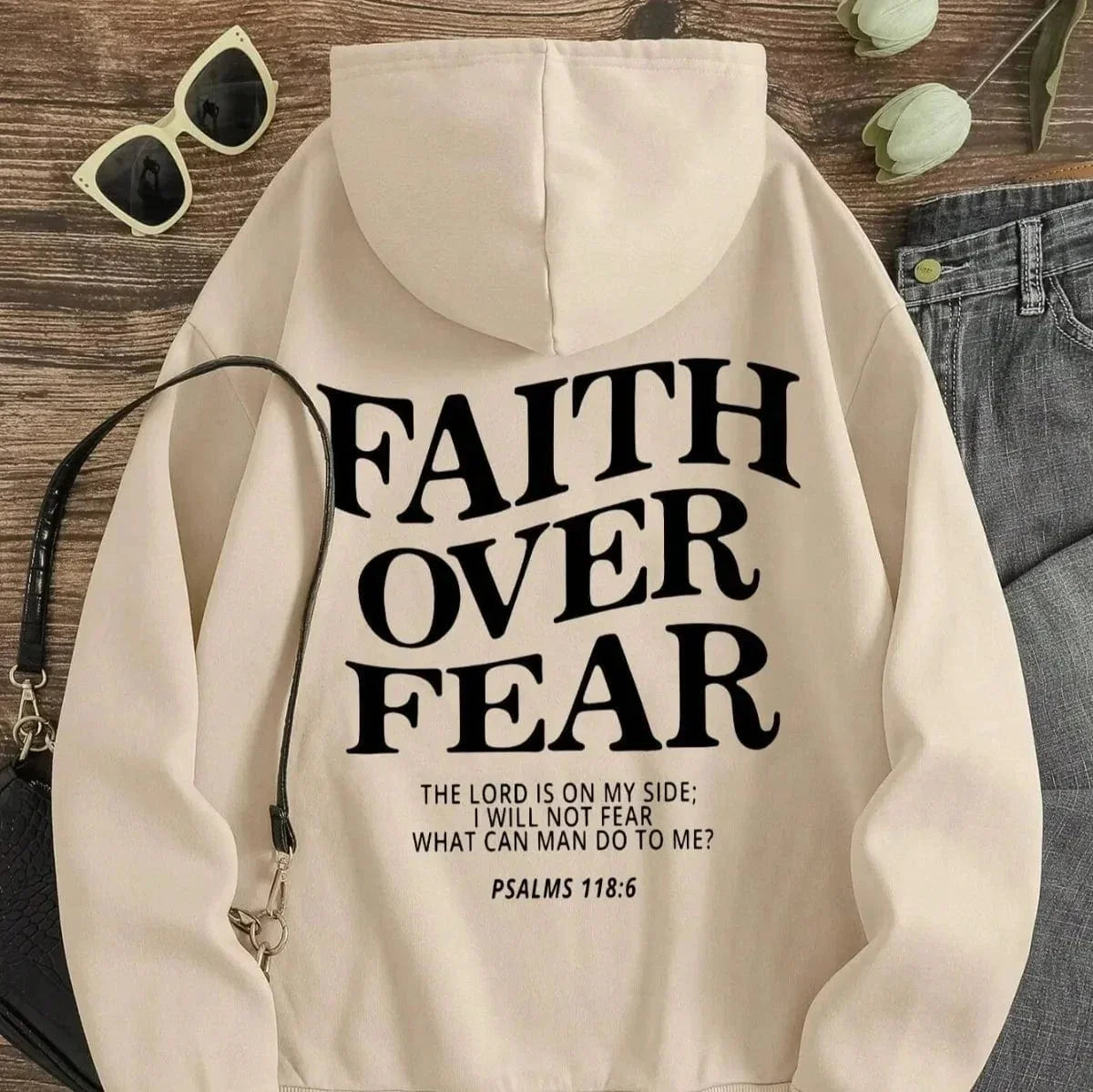 Faith Over Fear - Handmade Unisex Christian Hoodie