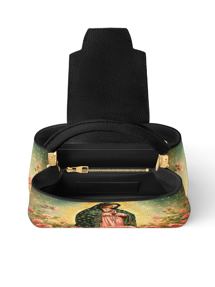 Divina Roses of Guadalupe Leather Satchel Bag