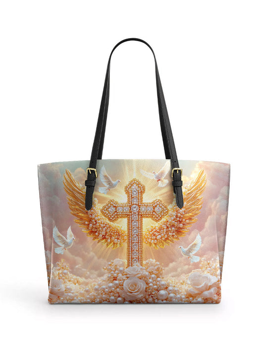 Divina Dove of Peace Leather Tote Bag