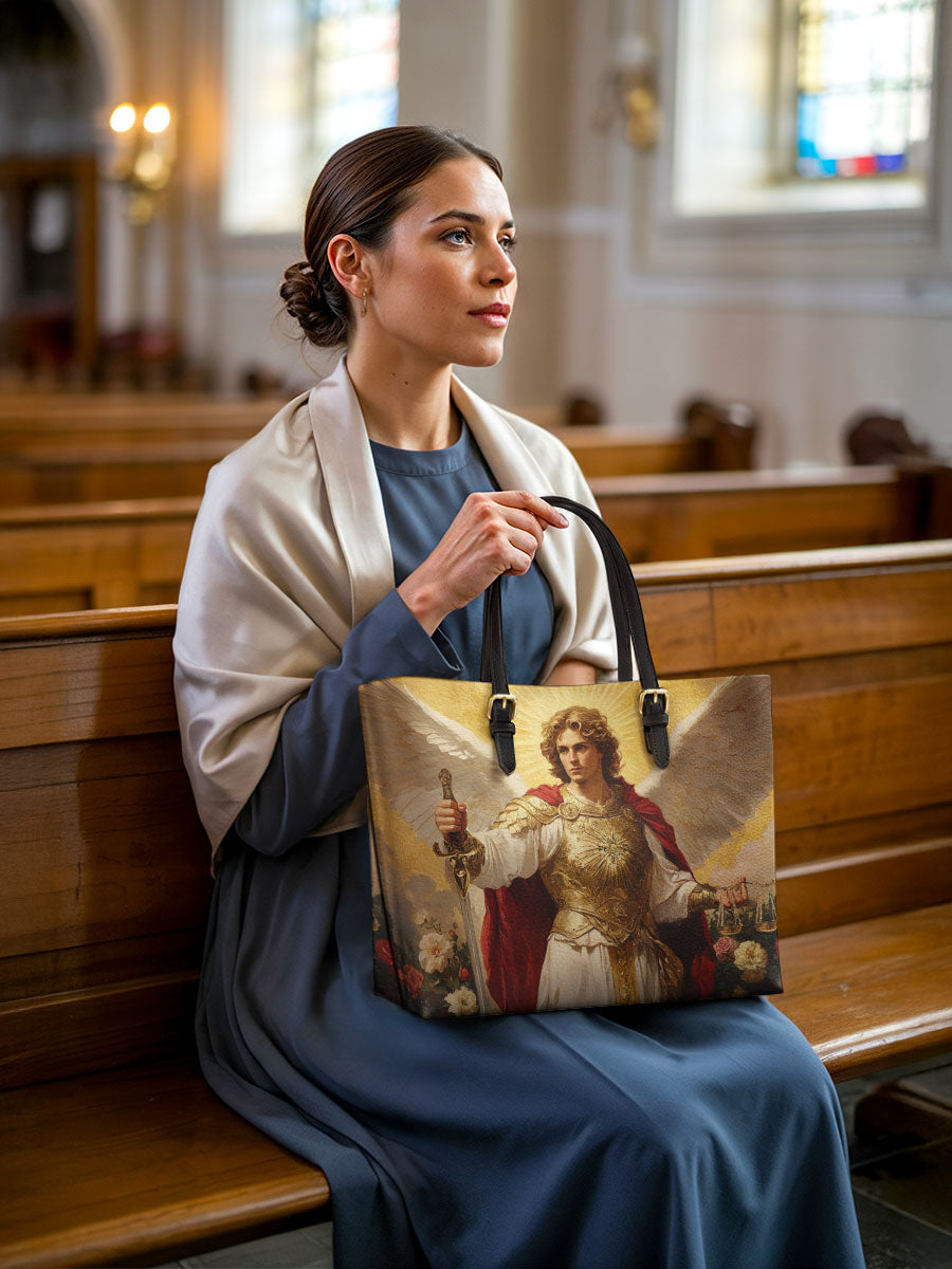 Divina Guardian of Light Leather Tote Bag
