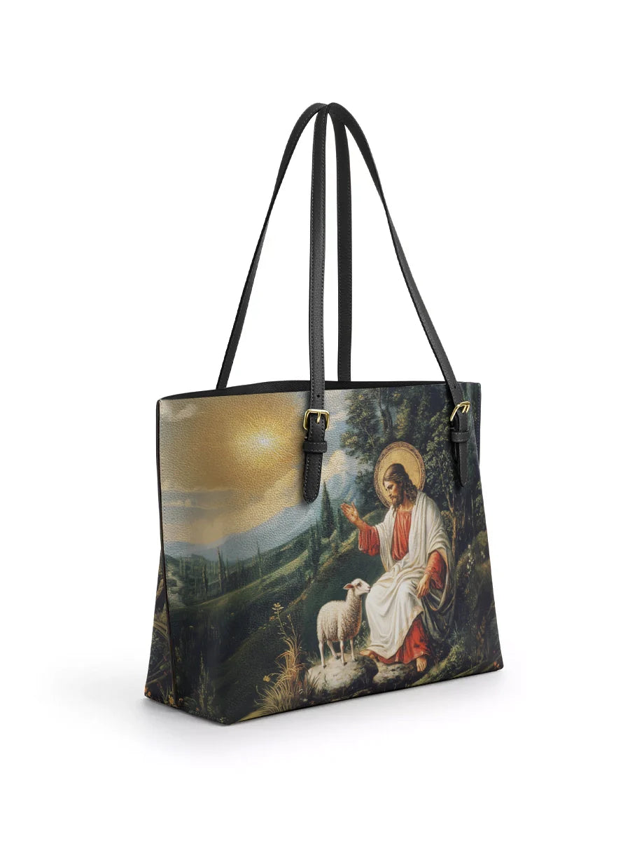 Divina The Divine Shepherd's Grace Leather Tote Bag