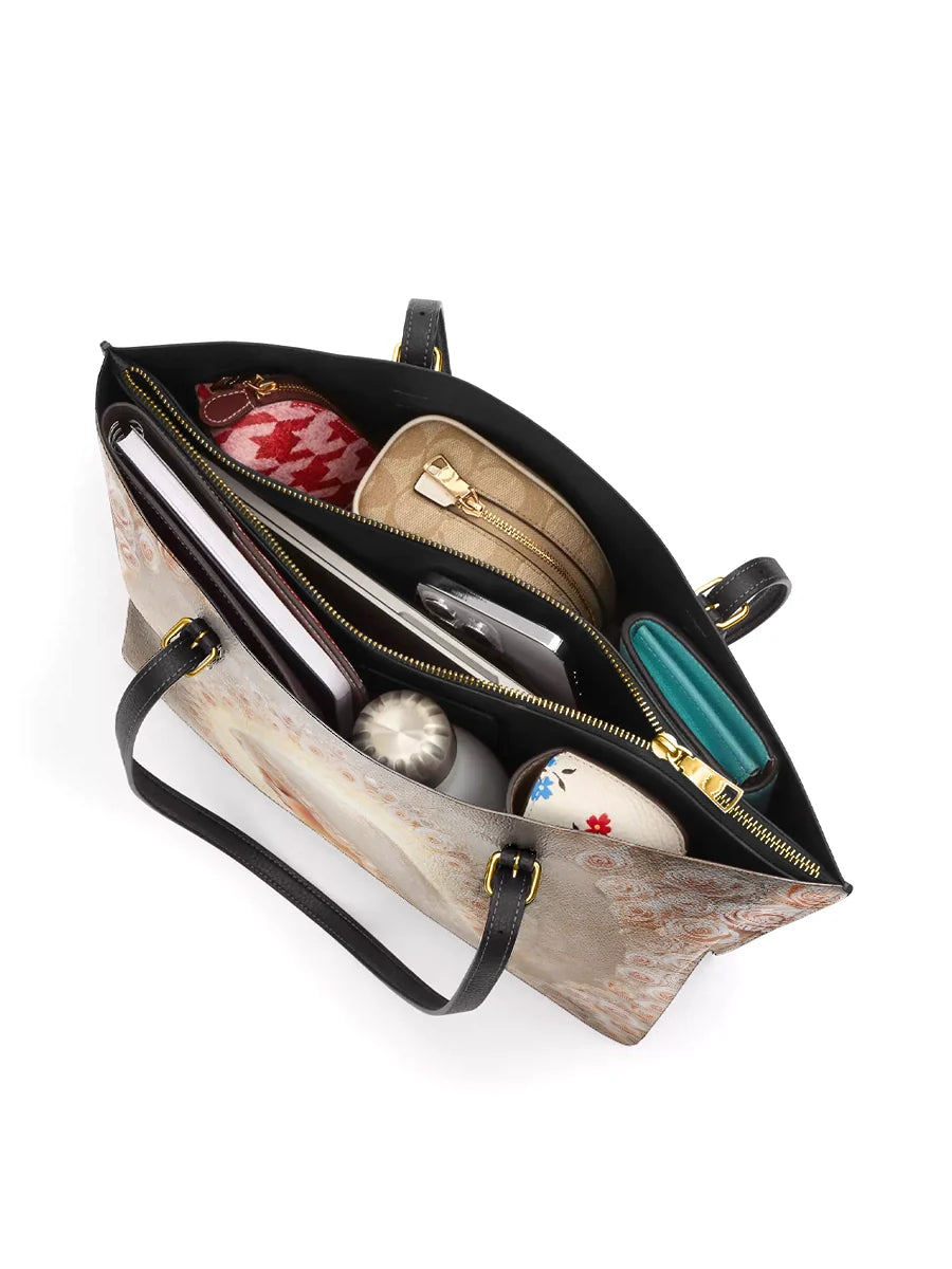Divina Rose Halo Devotion Leather Tote Bag