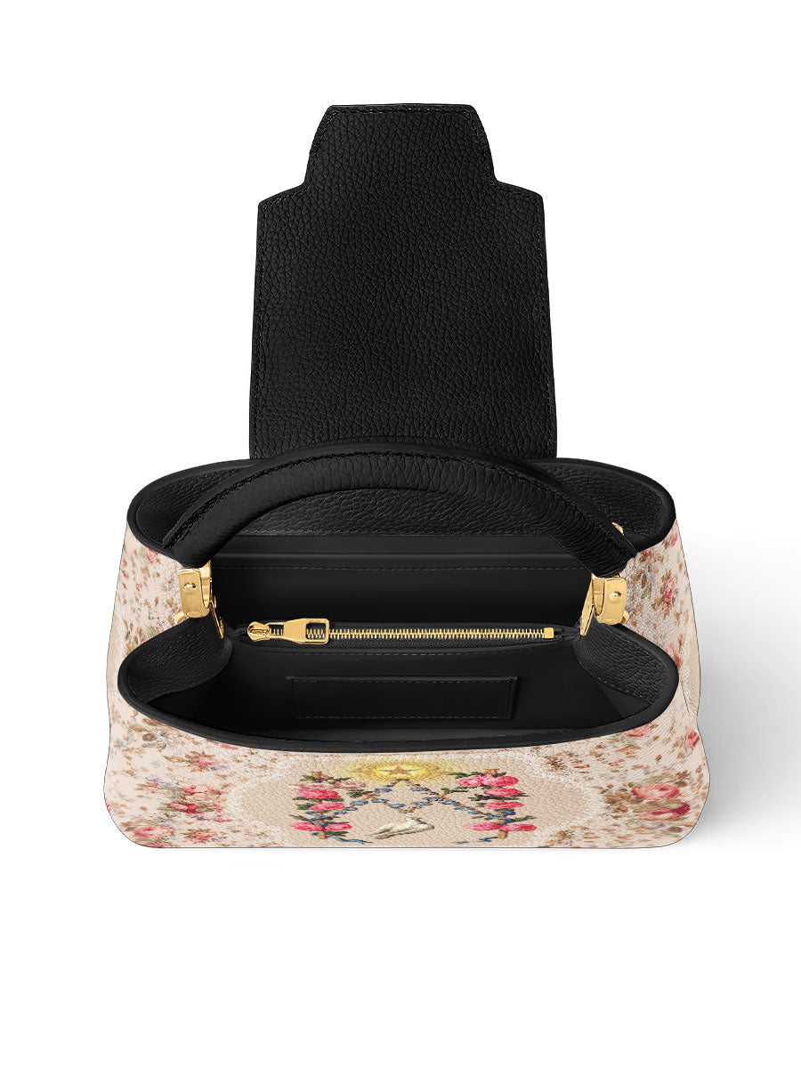 Divina Roses of the Rosary Leather Satchel Bag