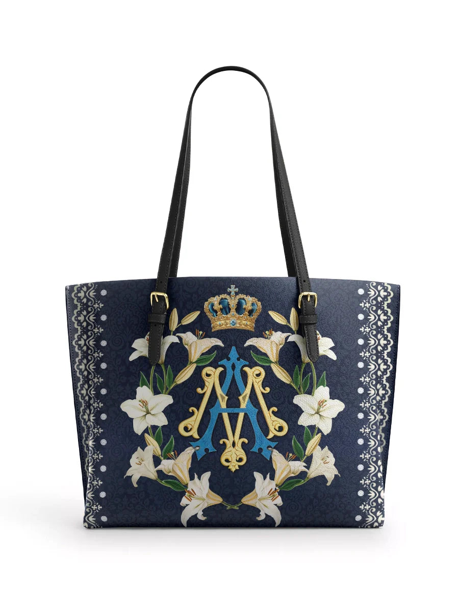 Divina Crown Of Grace Leather Tote Bag