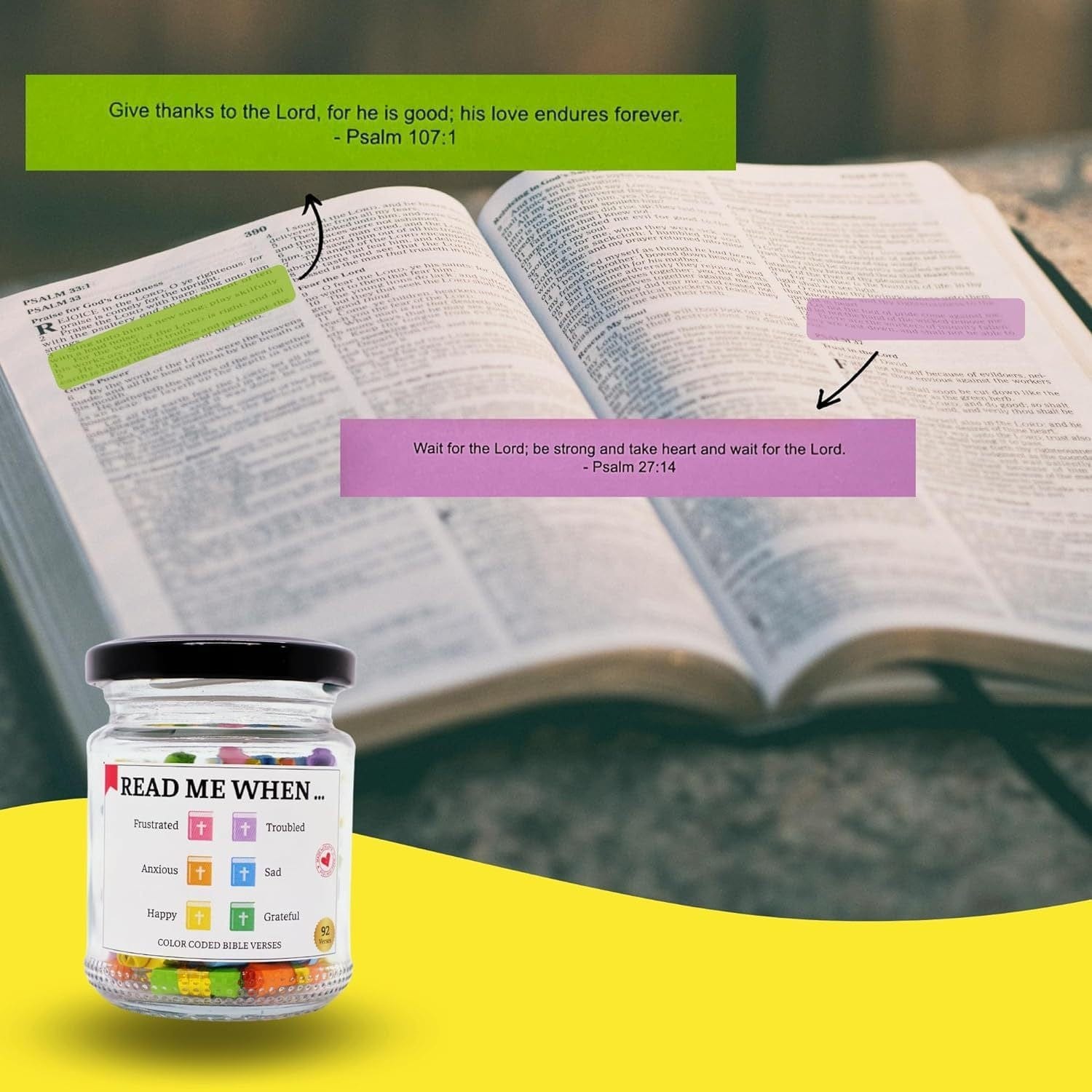 Hand Rolled 90 Day Bible Verses Jar (Comes With Christian Gift Box) (GIFTING OFFER)