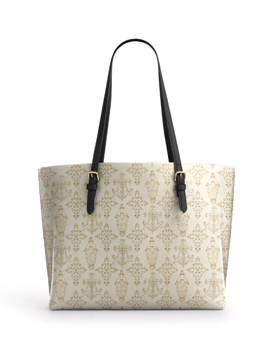 Divina The Ave Maria Pattern Leather Tote Bag
