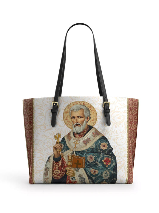 Divina Saint Peter Reverence Leather Tote Bag