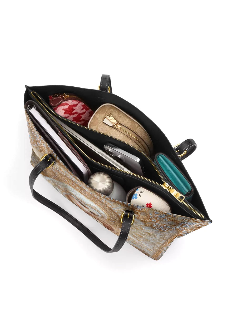 Divina Heavenly Grace In Radiant Splendor Leather Tote Bag