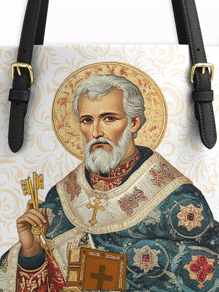 Divina Saint Peter Reverence Leather Tote Bag