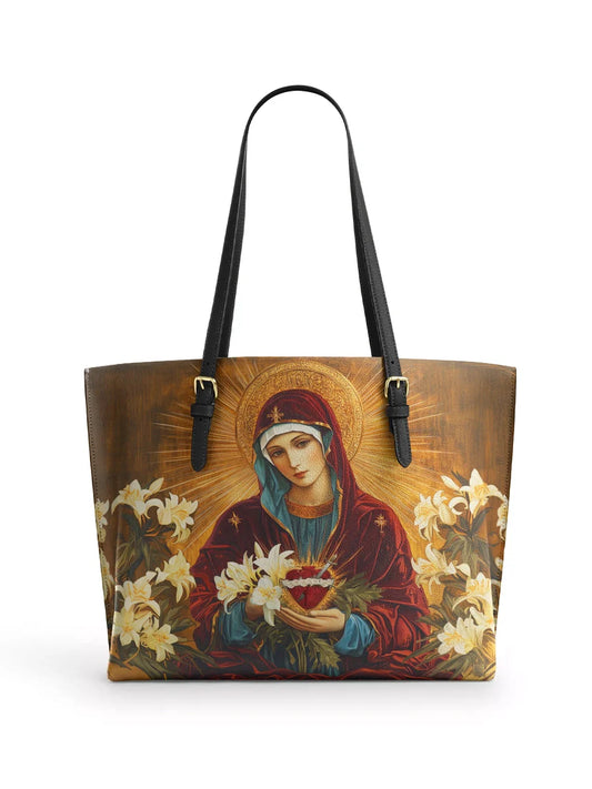 Divina The Lily Of Purity Leather Tote Bag