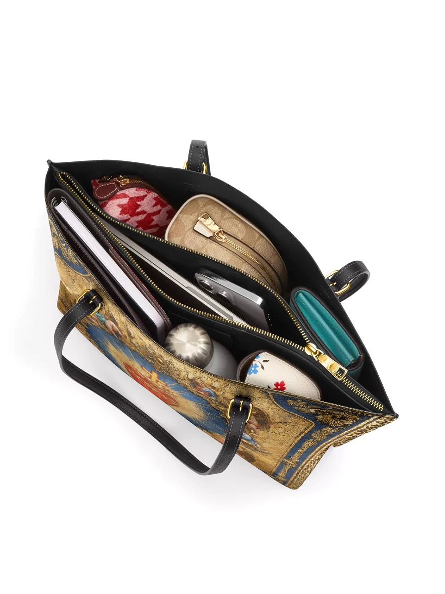 Divina Sacred Heart of Divine Love Leather Tote Bag