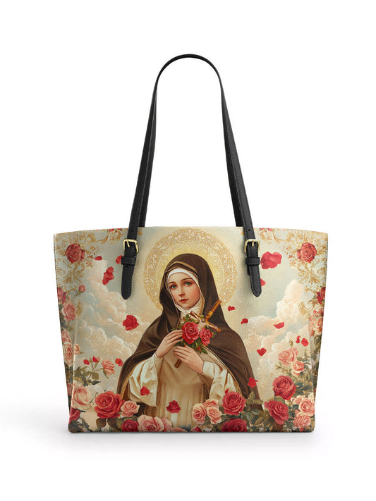 Divina  Little Flower Elegance Leather Tote Bag