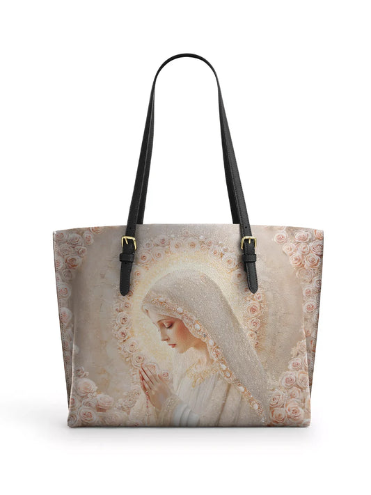 Divina Rose Halo Devotion Leather Tote Bag