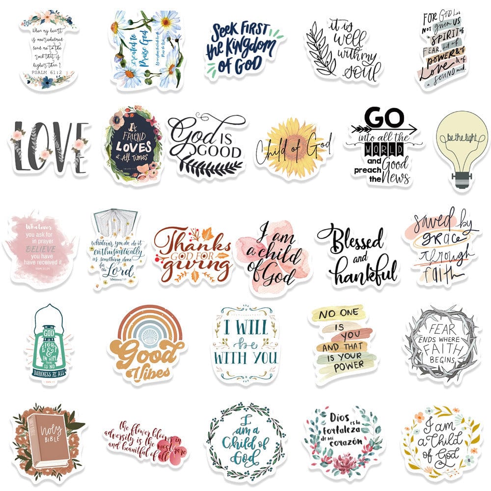 50 Jesus Phrases Bible Quotations Stickers