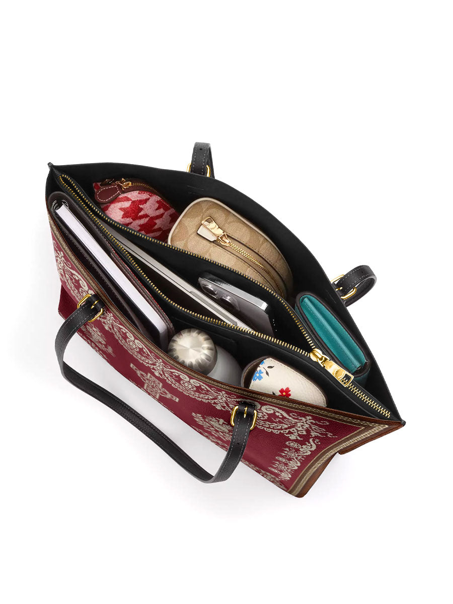 Divina Liturgical Elegance Leather Tote Bag