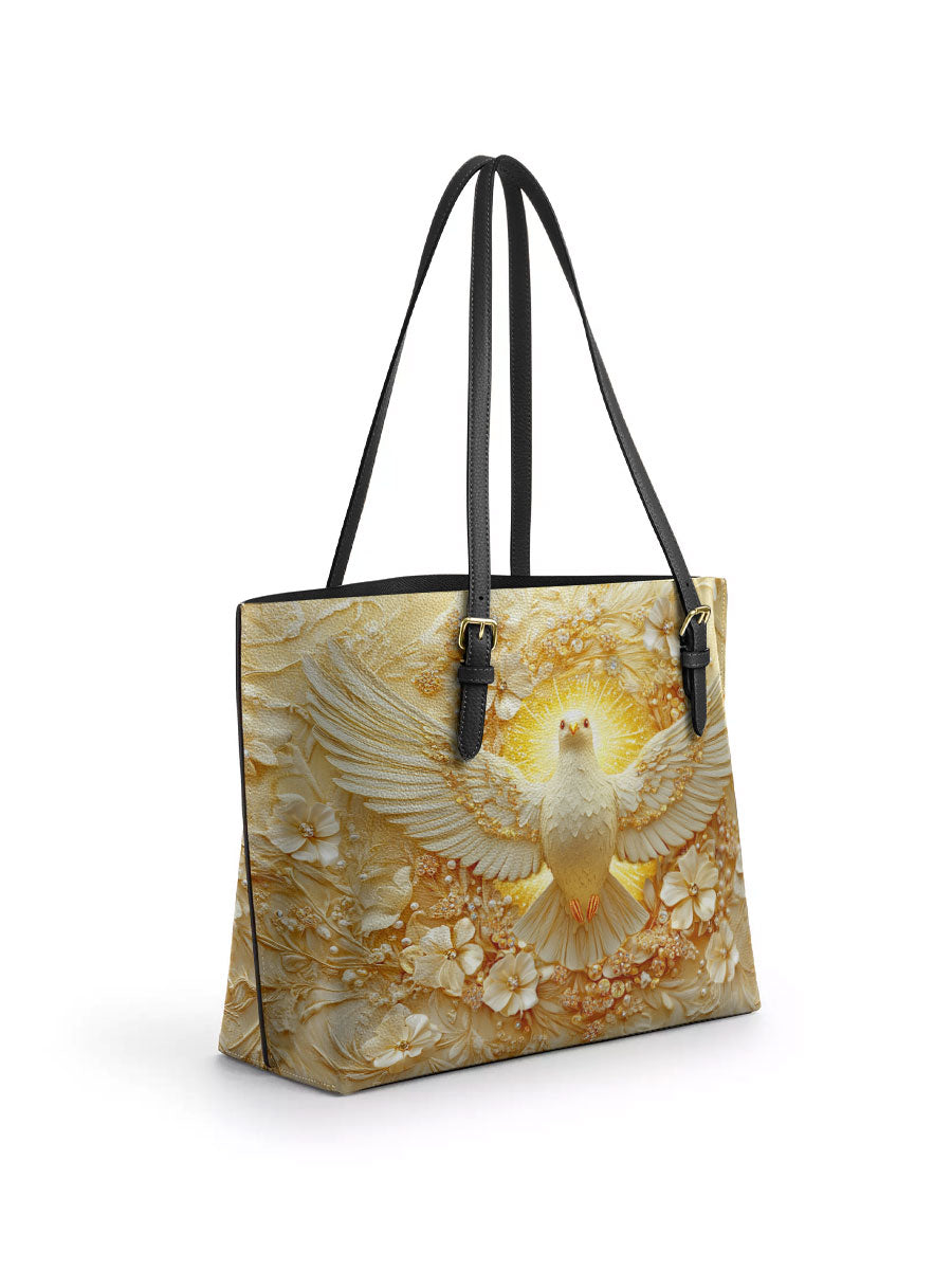 Divina Wings of Serenity Leather Tote Bag