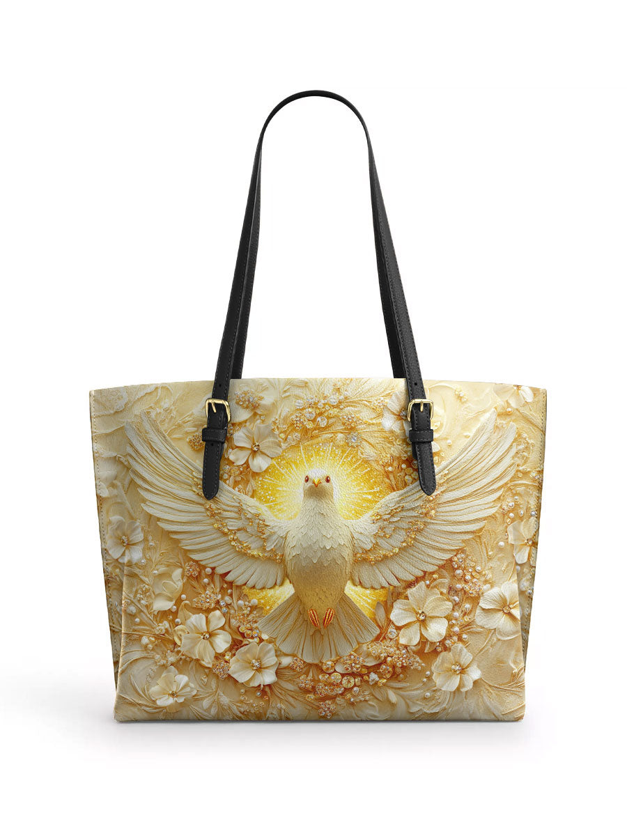 Divina Wings of Serenity Leather Tote Bag
