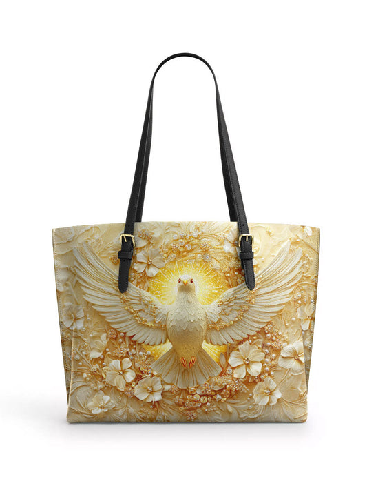 Divina Wings of Serenity Leather Tote Bag