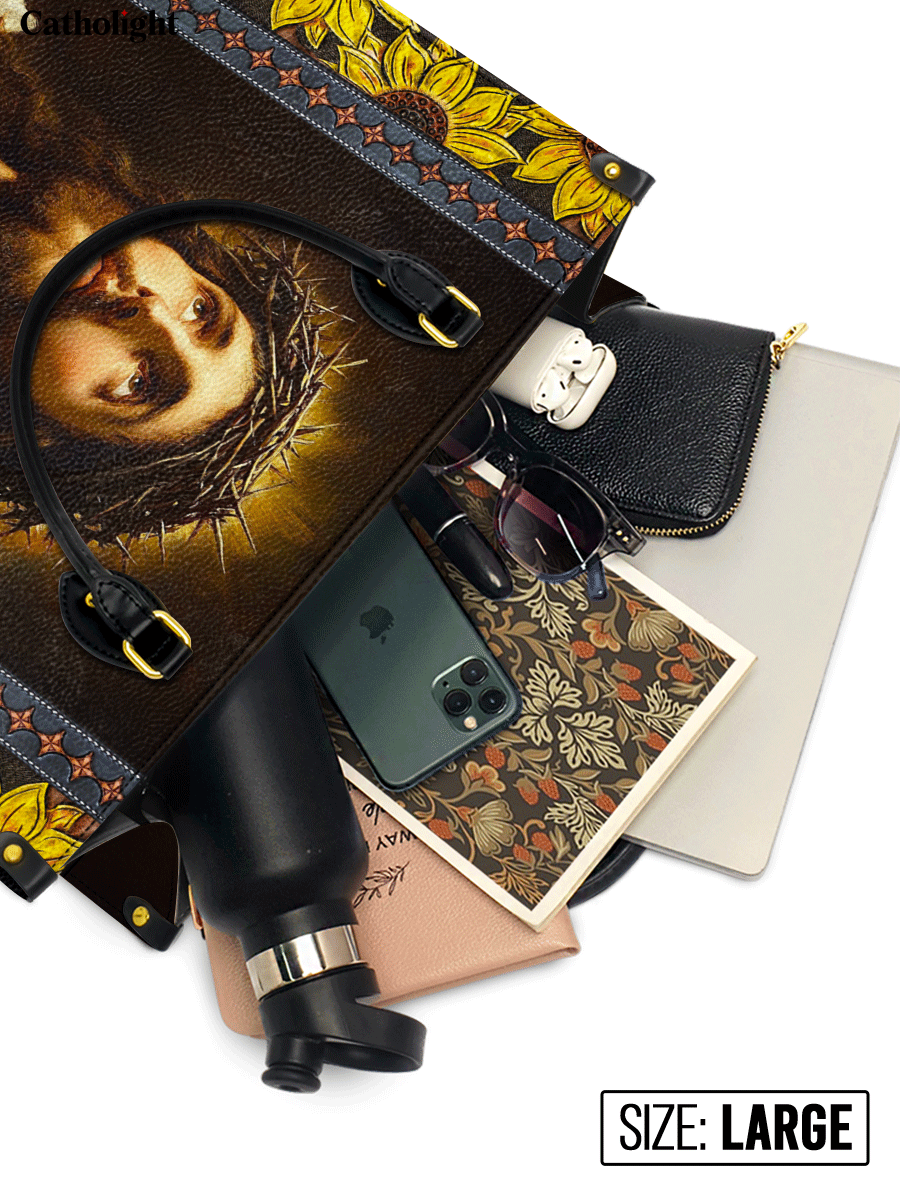 Divina  Crown of Thorns and Sunflower Grace Leather Bag