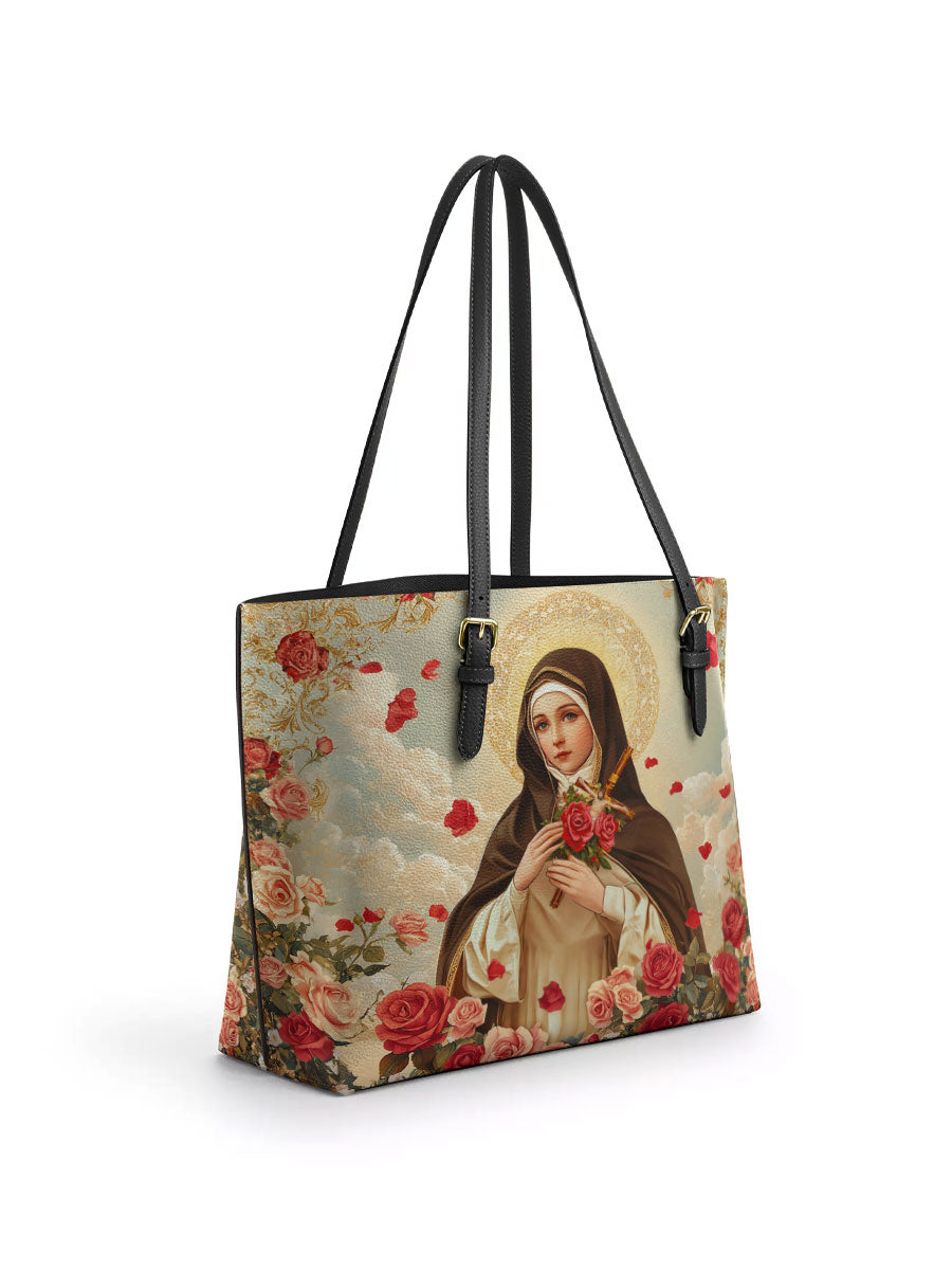 Divina  Little Flower Elegance Leather Tote Bag
