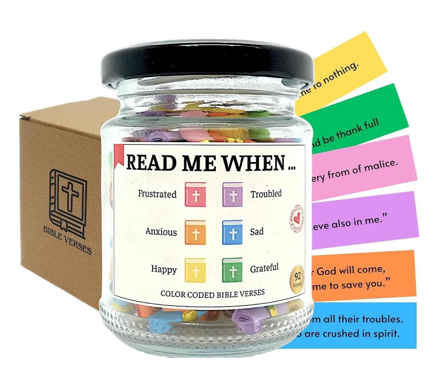 Hand Rolled 90 Day Bible Verses Jar (Comes With Christian Gift Box) (GIFTING OFFER)