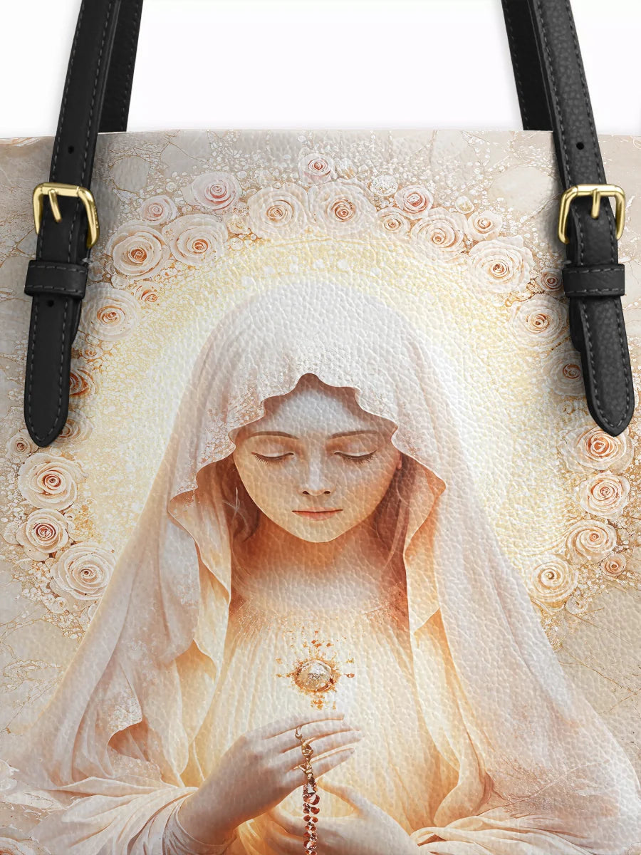 Divina Eucharistic Grace Leather Tote Bag