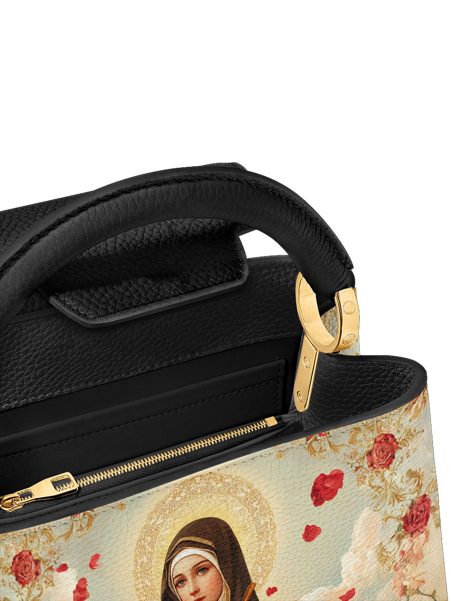 Divina Little Flower Elegance Leather Satchel Bag