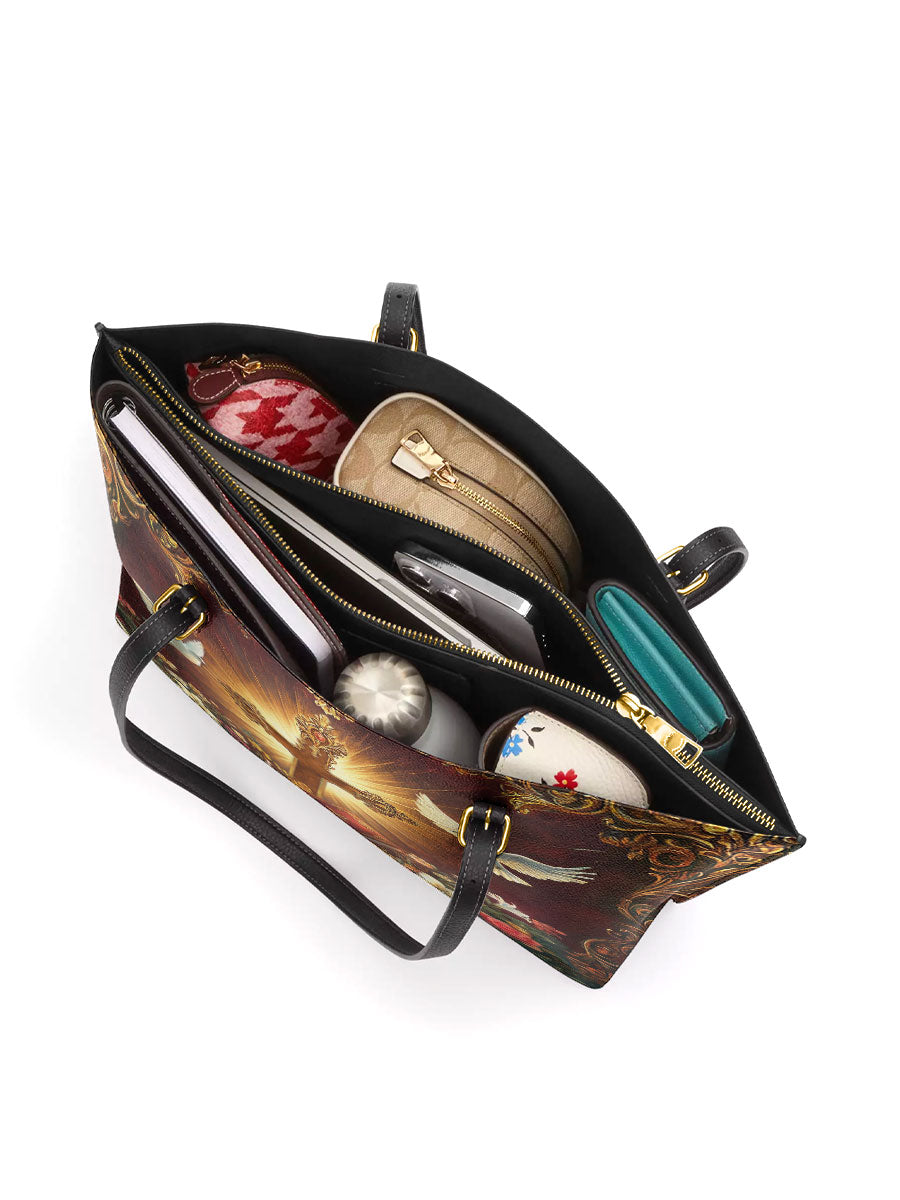Divina Radiance of the Cross Leather Tote Bag