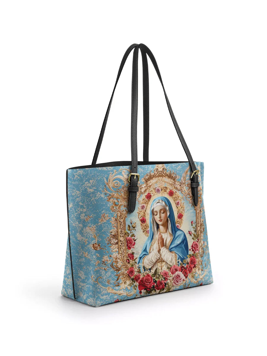 Divina Our Lady of Grace Leather Tote Bag